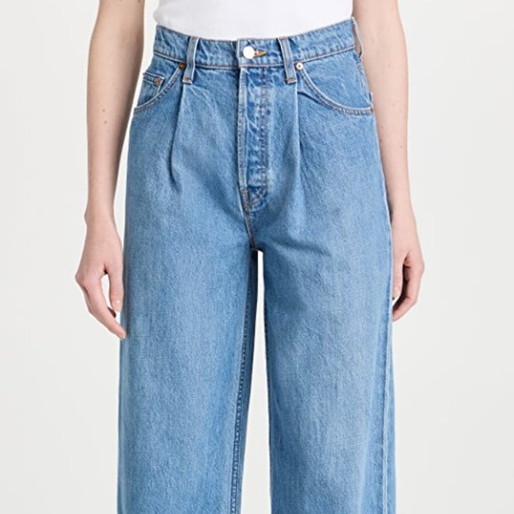 NWT MOTHER Snacks! The Pleated Fun Dip Puddle Jeans - Picture 4 of 13